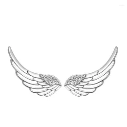 Studörhängen 925 Silver Needle Zircon Angel Wing for Women Elegant Gift Smycken Pendientes Brincos EH680