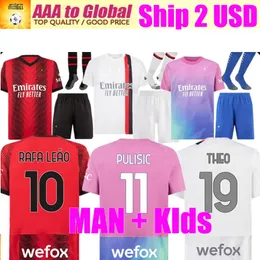 23/24 Milan Ibrahimovic Giroud Soccer Jerseys Pulisic Theo Brahim Tonali Romagnoli Rafa Leao S.Castillejo Kessie Saelemeekers Away White 3rd Pink Football Uniform