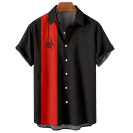 Męskie koszulki Awaiian Sirts for Men Button Down Sort Rękaw unisex w paski 3D Print Summer BEAC SOAC SIZE S TO 5xl