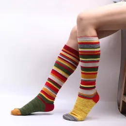 Women Socks 2023 Women's Stockings Cotton Knee Colorful Striped School Girls' Halloween Dress Autumn Winter Warm Soks