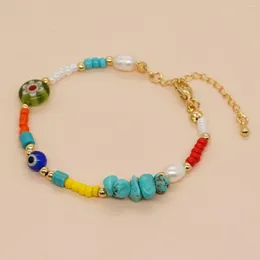 Strand Rice Bead Bracelet Natural Stone Irregularity Tidal Current Bohemia Hand Weaving Simplicity Flowers Eyes Beaded