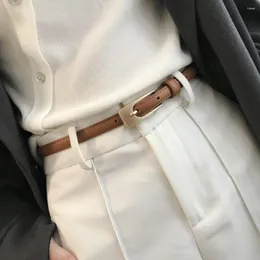 Gürtel Mode Retro Vintage lässige dünne Taillengurt Ledergürtelhose Kleid Metallschnalle Bund am Bund