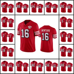 샌프란시스코의 49ers'''men 11 Brandon Aiyuk 10 Jimmy Garoppolo 5 Trey Lance 여성 청소년 스칼렛 Custom 75 번째 기념일 대체 증기 제한 저지