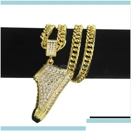 Pendant Necklaces Pendants Jewelrypendant Luxurious Crystal Zircon Shoe Shape For Women Men Hip Hop Gold Color Fashion Chain Jewelry D Dh49G