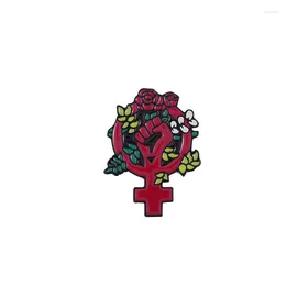 Broszki mody Fist Flower Emalia Krzyż Krzyż Kobiet Gestu Gestu Gothic Lapel Badge Akcesoria biżuterii jako prezent dla przyjaciół