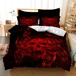 مجموعات الفراش Fanaijia 3d King Size Sets Luxury Red Sugar Skull Print Cover و Pillowcase Bed Set Bedlinen Drop 230817