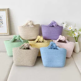 Дизайнерская сумка детская Xiaoqing Новая дофаминовая хлопчатобумажная веревка макарон женский мини -милый травяной прилив дизайнерский пакет caitlin_fashion_bags