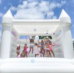 Kommersiellt vitt studshus Full PVC Uppblåsbar bröllopshoppning Bouncy Castle Jumper Bouncer med fläkt till salu