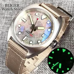 Wristwatches 36MM Tandorio Military Style Watch Men NH35A Mechanical Diving Wristwatch Splice Shell Surface MOP Dial AR Domed Sapphire Glass