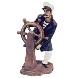 Decorative Objects Figurines in Old Man the Sea "Captain" Helm Boat Nautical Beach Large Statue 230817