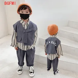 Set di abbigliamento Spring Kids's Children's Autumn Boys Boys Casual Shirt Shirt Pant 3 Pcs Set Baby Toddler Blazer Suit 18Y 230818