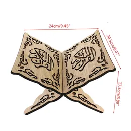 Nyhetsartiklar Eid Mubarak Book Shelf Wood Islam Bibelböcker Lagring Display Rack Retro Kuran Koran Holy Book Stand Holder 230817