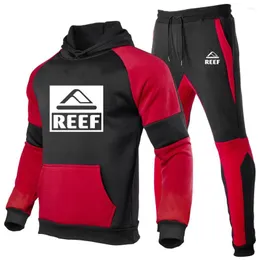 Men's Tracksuits Reef 2023 Homens com capuz Sweatshirt Sortpants 2 Peças Conjuntos de calças de algodão da mola e outono de bolso
