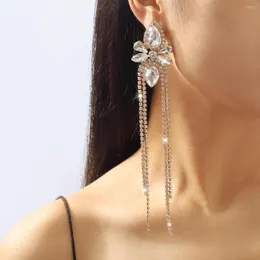 Dangle Earrings Shine Long Tassel For Female Light Luxury Style Retro Elegant Geometric Claw Chain Temperament Jewelry