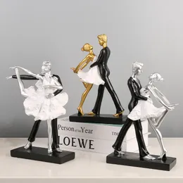 Decorative Objects Figurines Creative Abstract Characters Ballet Couple Dance Resin Sculpture Handicraft Living Room Bookcase Art Statue 230817