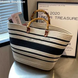 Totes MOODS Straw Beach Handbags For Women 2023 Designer Luxury het Bags Bohemia Style Raffia Rattan Large Capacity Shopper Totes HKD230818