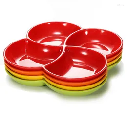 Plates Melamine Porcelain-like Creative Four-grid Dinner Plate Commercial KTV Snack Fruit Tableware