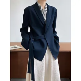 Abiti da donna blazer design di alto livello a scialle collare giacca da donna cravatta drappeggio alla moda 230817