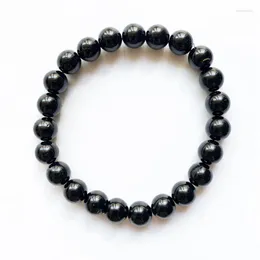 Strand Natural Black Tourmaline Stone Armband Round Pärlor Män Kvinnor Girls Protection Jewelry 1PC Dropship