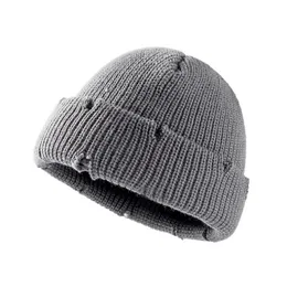 ビーニー/スカルキャップファッション冬の穴女性のための冬の帽子を編む温かいビーニー地主帽子クールストリートウェアビーニーヒップホップガールズボーイズDH2SB