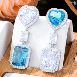 Stud Ohrringe Siscathy Fashion Heart Square Anhänger für Frauen luxuriöser Kubikzirkonia Drop Schmuck Hochzeitsfeier 2023