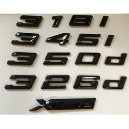 Glänsande glansiga svarta bilbokstäver emblem ersätter för bmw xDrive 316i 318i 320i 328i 330i 335i 316d 318d 320d 325d 328d 335d