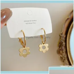 Hoop Huggie Jewelrygold Color милые цветочные серьги для женщин, девочки, сладкая пирсинговая серьго