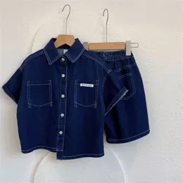 Kläderuppsättningar 2023 Spring Summer Kids Outfit Children Clothers Pojkar DENIM TOPS JEANS PANTS 2PCSSET BANTALA CASSIAL OUTFITS 212 år 230818