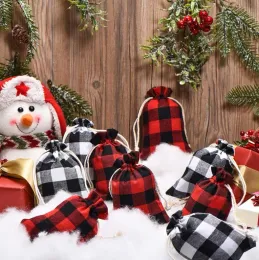 Boże Narodzenie Buffalo Plaid Work Party Prezentacja Relation Rustic Cotton Xmas Plaid Present Present Stockings Green Red Black 2345 LL