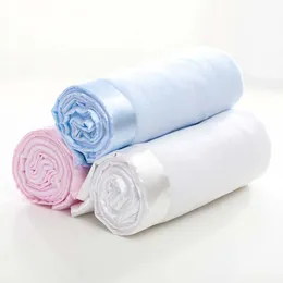 Blankets Swaddling Embroidered Cotton Quilt Soft Infant Swaddle Stroller Blanket Infantil Wrap Kids Monthly Solid Flannel Satin Edging 230817