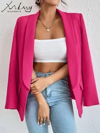 Kombinezony damskie Blazers Chic Rose Red for Women Spring Casual Coats Black Jacket Suit Podstawowy Slim Summer Blazer Office 230817