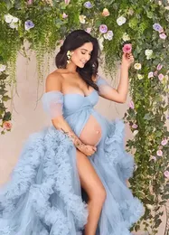Maternity Dresses for Photography Elegant Ruffled Tulle Photoshoot Dress Women Sweetheart