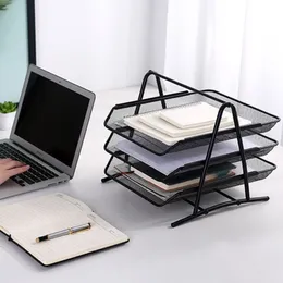 Other Desk Accessories Office A4 Paper Organizer Document File Letter Book Brochure Filling Tray Rack Shelf Metal Wire Mesh Storage Holder 230818