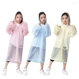 レインコート再利用可能なwterproof eva raincoat for kids girlかわいいフード付きレインウェア屋外ハイキングクリアシングルパーソンポンチョレインギア