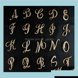 Pins Brooches Fashion 26 English Letter Pins Sparkling Crystal Sier Plated Alphabet Uv3Ex X7Ge1 Drop Delivery Jewelry Dh64M