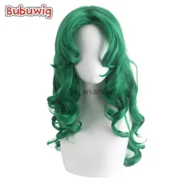 Synthetic Wigs Bubuwig Synthetic Hair Sailor Neptune Cosplay Wigs Women Long Curly 60cm Loose Wavy Fashion Green Party Wig Heat Resistant HKD230818