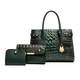 Totes 3 Sets Casual Tote Alligator Leather Luxury Purses and Handbag Women's Bag Designer Ladies Large Shoulder Crossbody Sac A Main HKD230818