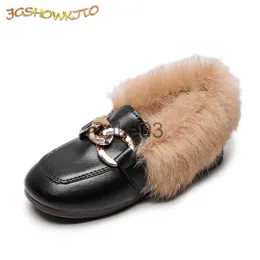 Sneakers JGSHOWKITO Children's Winter Cotton Shoes Warm Plush Fluffy Fur Girls Flats Kids Loafers With Metal Chains Fashion Toddler Shoes J230818