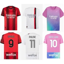 2023/24 AC PULISIC RAFA LEAO 축구 저지 2024 Reijnders Milans Bennacer Giroud 셔츠 Mens Chukwueze Musah Loftus-Cheek Theo Okafor Third Football Uniforms Kids KIT