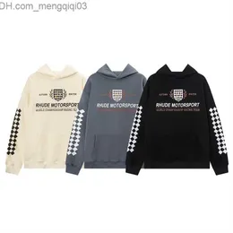 Erkek Hoodies Sweatshirts Rhode Hoodie High Street Mektupları Basılı Ekose Gömlek Erkeklerin Gevşek Stil Sweatshirt Z230819