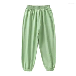 Calça crianças crianças sólidas anti-mosquito calças de linho de meninos meninos inferiores casuais verão outono crianças plissadas de 5 a 12 anos