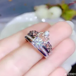 Rings de cluster kjjeaxcmy jóias finas Mosang Diamond 925 Sterling Silver Women Women Combination Ring Support Test Teste