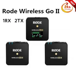 Mikrofoner för Rode Wireless Go2 Go II Wireless Lavalier Mic Micropon System för Android -telefoner iPhone -kamera bärbar dator 200m växellåda HKD230818