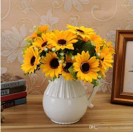 Decorative Flowers Delicated Artificial Sunflower Faux Beauty Fake Sun Silk Bouquet Home Garden Office Meeting Floral Decor Halloween Party