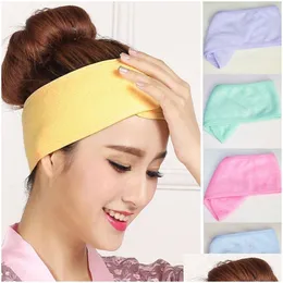 Hair Accessories Women Spa Bath Shower Wash Face Elastic Head Turban Ladies Cosmetic Yoga Headband Fabric Towel Bandana Make Up Tiara Dhcig