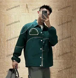 Xinxinbuy Men Designer Coat Jacket Jacket Label Patch Pocket Long Sleeve Women Gray Black Green Khaki XS-XL