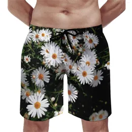 Męskie szorty Daisy Marguerite Floral Flowers Board Summer Daisies Sportswear Plaży Mężczyźni Szybkie suche retro