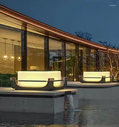 Solenergi med kolonnhuvudlampa kinesisk stil innergård ytterdörr El Landscape golvvägg