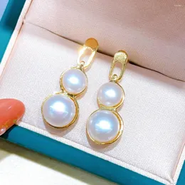 Dingle örhängen 2023 egen stil dubbla pärlor 5-9 mm sötvatten smycken kvinnliga gåvor