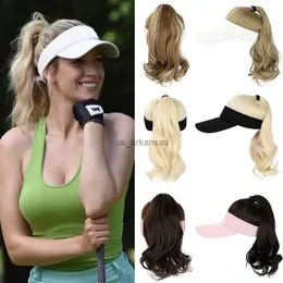 Synthetic Wigs SHANGZI Ponytail Cap hair Synthetic Wig Curly Wavy Wigs with Visor Hat hair Wigs for Women Hat Baseball new 2021 HKD230818